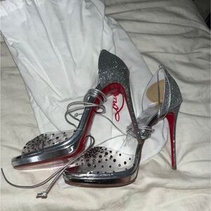 Silver Sparkle Loubiton Heels